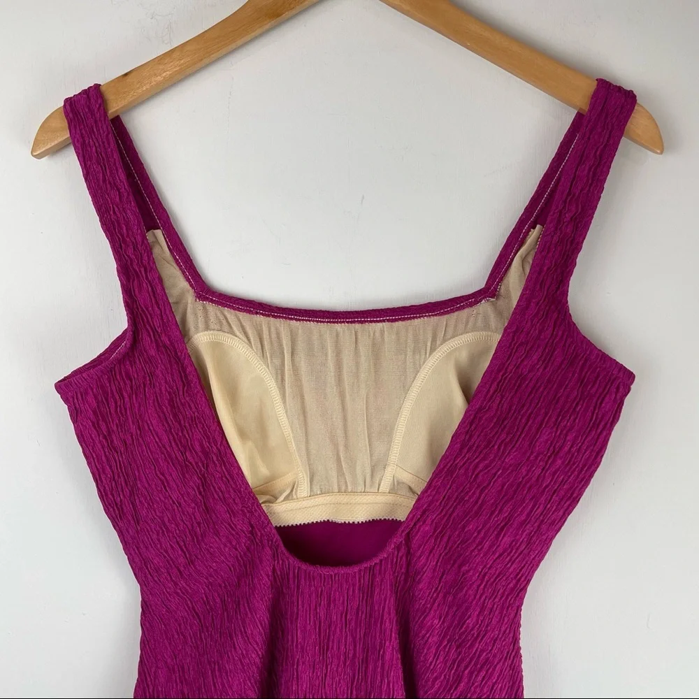 Vintage Y2K Magenta Textured Stretch One Piece Swimsuit Sz Large
